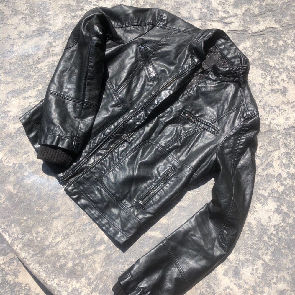 Zara Faux Leather Jacket Black Small